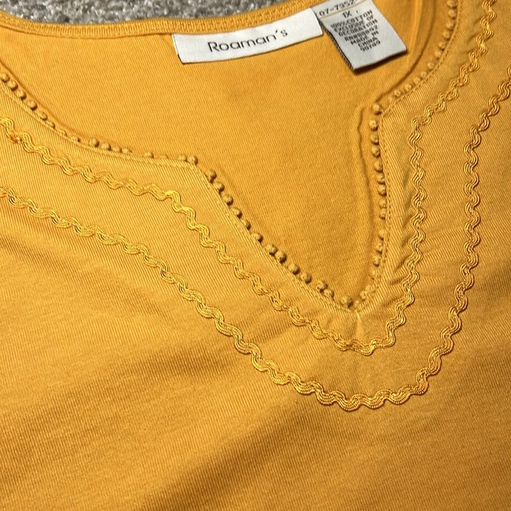 EUC Roaman’s Womans Plus Size Top‎ Shirt Gold Tassal Embroidered 1X Cotton Beach - Picture 9 of 16